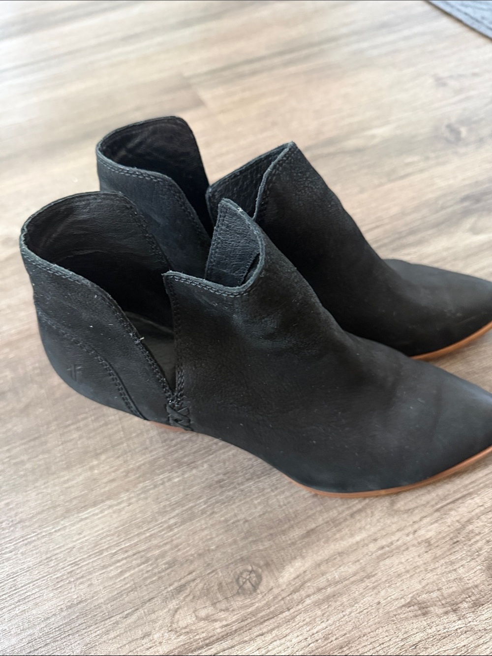 Frye Black Suede V-Cut Ankle Booties